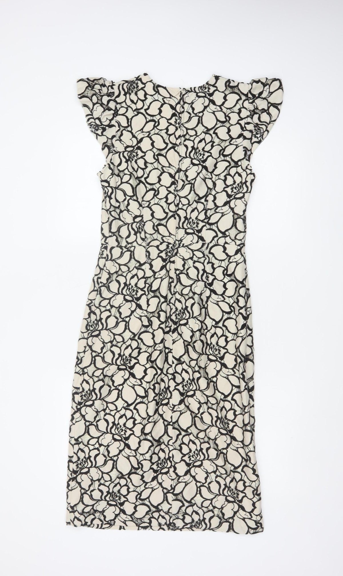 H&M Women Ivory Black Floral Lace Sheath Dress UK 6 Wedding Party