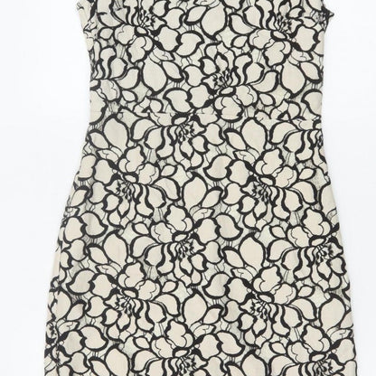 H&M Women Ivory Black Floral Lace Sheath Dress UK 6 Wedding Party