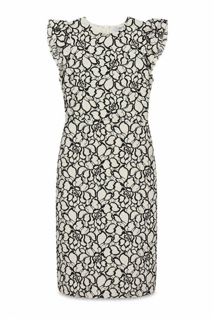 H&M Women Ivory Black Floral Lace Sheath Dress UK 6 Wedding Party
