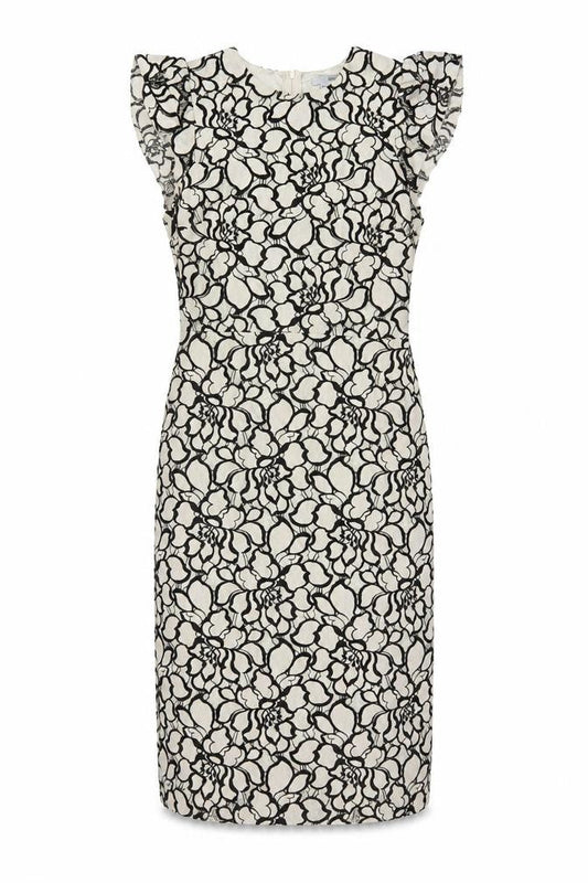 H&M Women Ivory Black Floral Lace Sheath Dress UK 6 Wedding Party