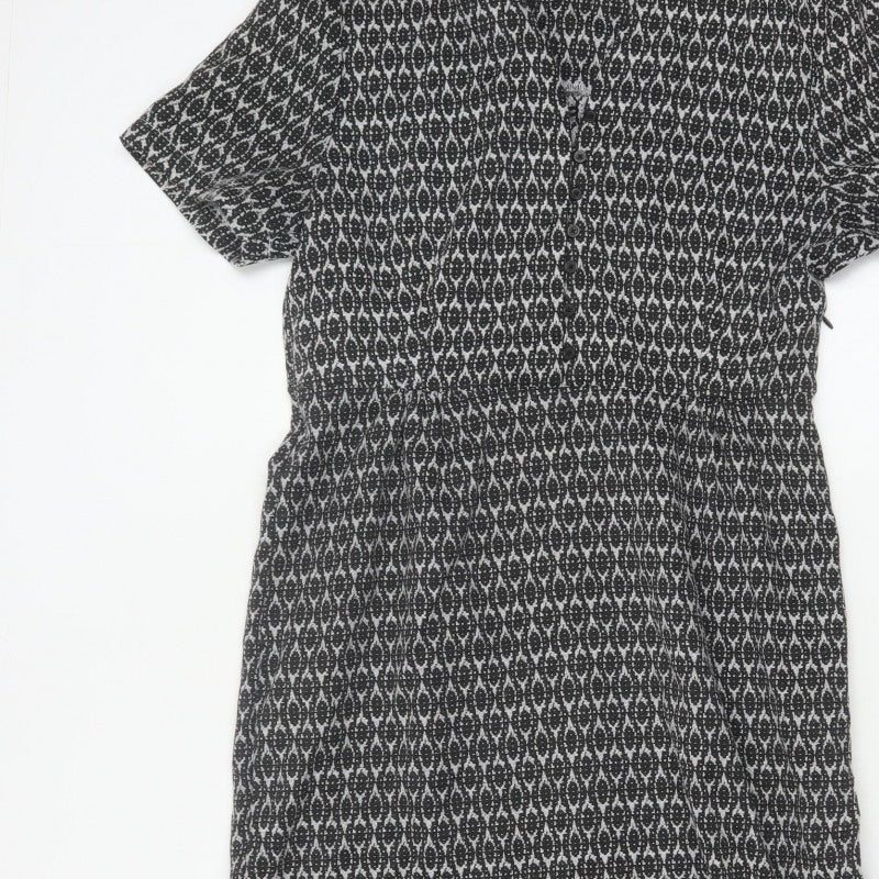 Real Form London Women Black Grey Size 14 Fit & Flare Midi Dress