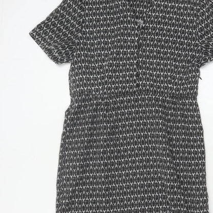 Real Form London Women Black Grey Size 14 Fit & Flare Midi Dress