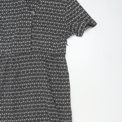 Real Form London Women Black Grey Size 14 Fit & Flare Midi Dress