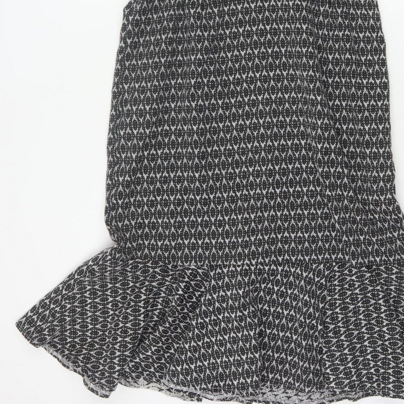 Real Form London Women Black Grey Size 14 Fit & Flare Midi Dress