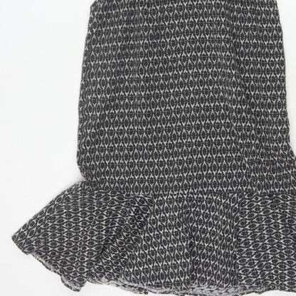 Real Form London Women Black Grey Size 14 Fit & Flare Midi Dress