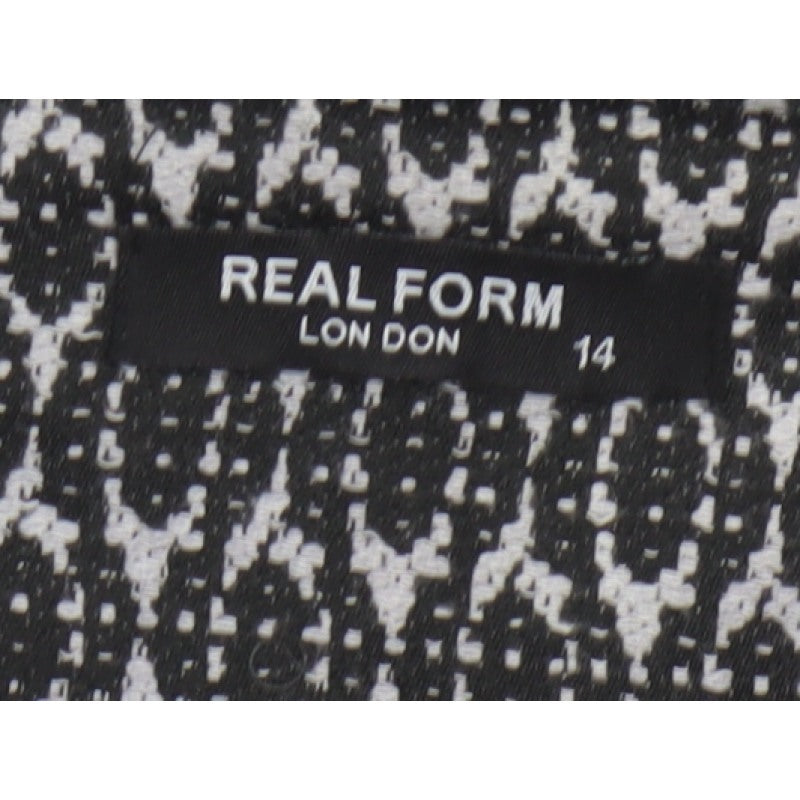 Real Form London Women Black Grey Size 14 Fit & Flare Midi Dress