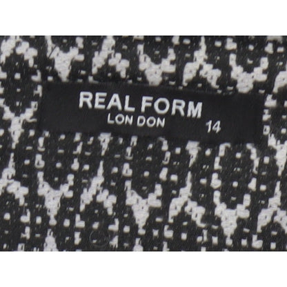 Real Form London Women Black Grey Size 14 Fit & Flare Midi Dress