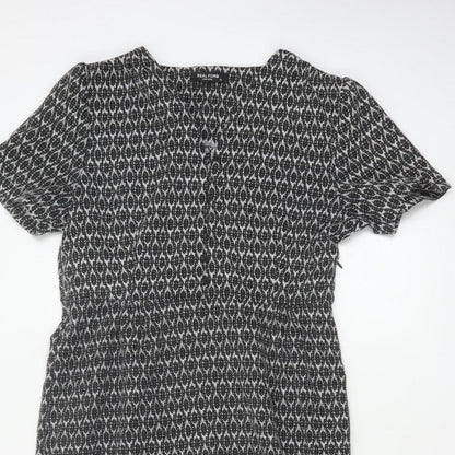 Real Form London Women Black Grey Size 14 Fit & Flare Midi Dress