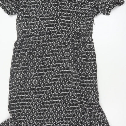 Real Form London Women Black Grey Size 14 Fit & Flare Midi Dress