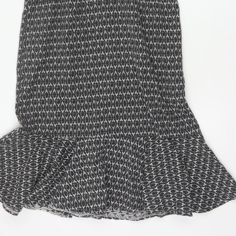 Real Form London Women Black Grey Size 14 Fit & Flare Midi Dress