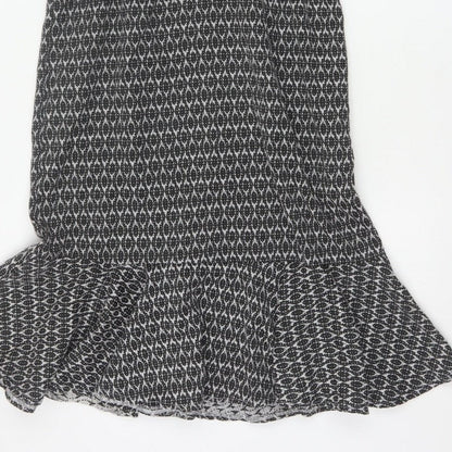 Real Form London Women Black Grey Size 14 Fit & Flare Midi Dress