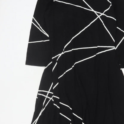 Roman Women Black White Geometric Size 14 Asymmetric Fit & Flare Dress