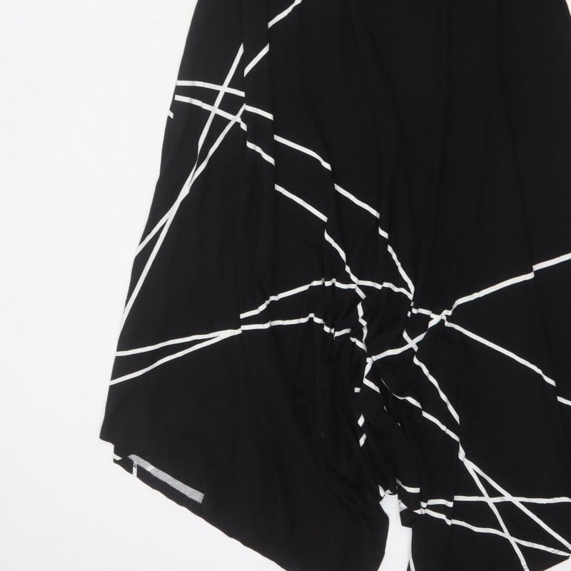 Roman Women Black White Geometric Size 14 Asymmetric Fit & Flare Dress