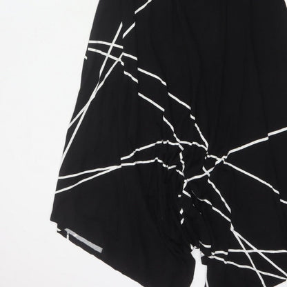 Roman Women Black White Geometric Size 14 Asymmetric Fit & Flare Dress