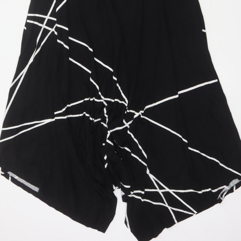 Roman Women Black White Geometric Size 14 Asymmetric Fit & Flare Dress