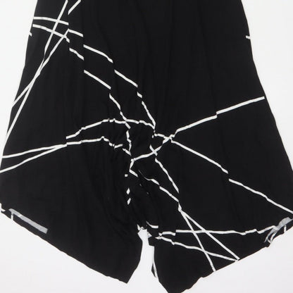 Roman Women Black White Geometric Size 14 Asymmetric Fit & Flare Dress