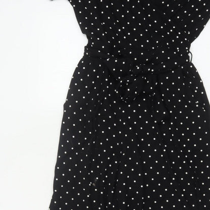 Edit Or's Cut Women Black Polka Dot UK 10 Wide Leg Jumpsuit