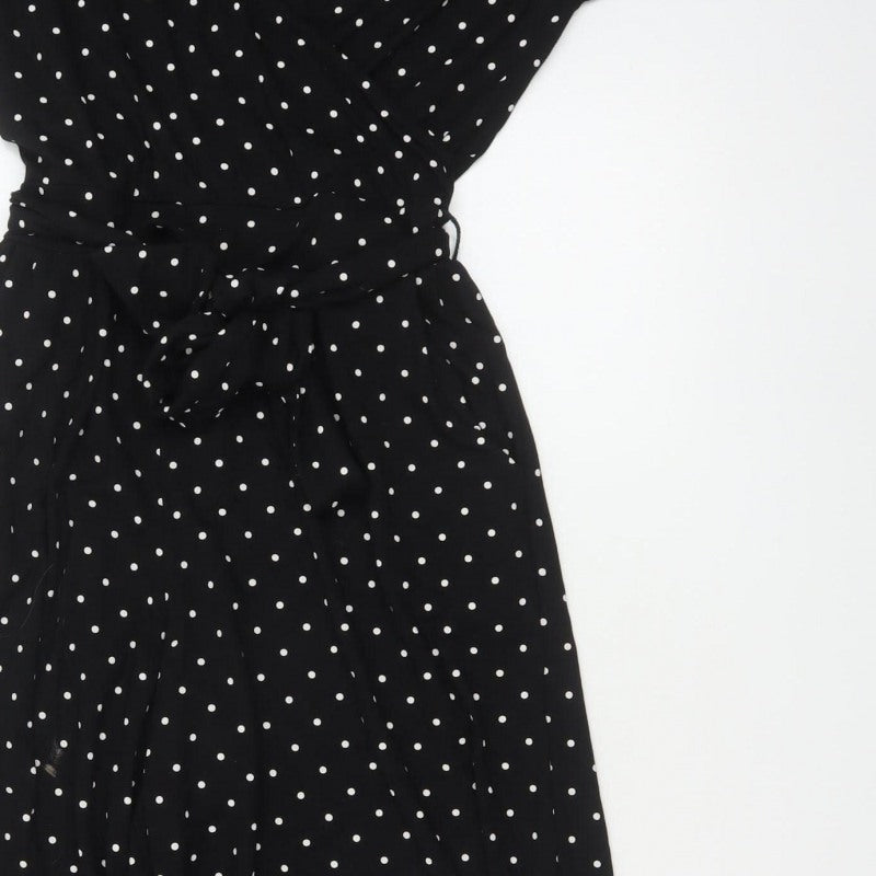 Edit Or's Cut Women Black Polka Dot UK 10 Wide Leg Jumpsuit