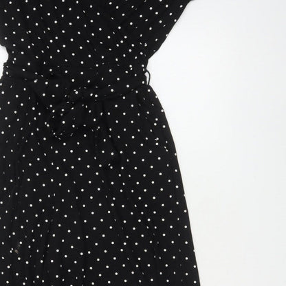 Edit Or's Cut Women Black Polka Dot UK 10 Wide Leg Jumpsuit