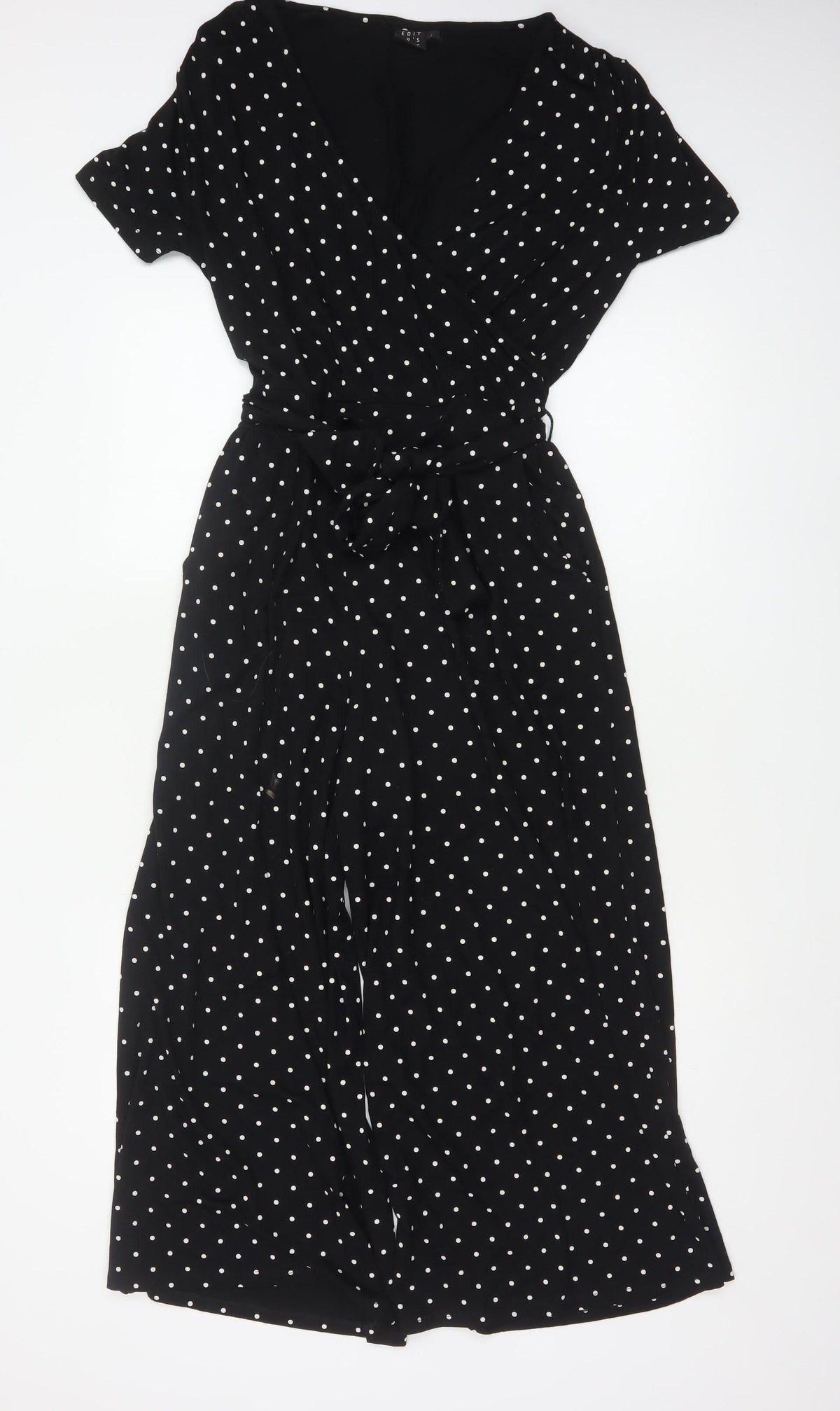 Edit Or's Cut Women Black Polka Dot UK 10 Wide Leg Jumpsuit