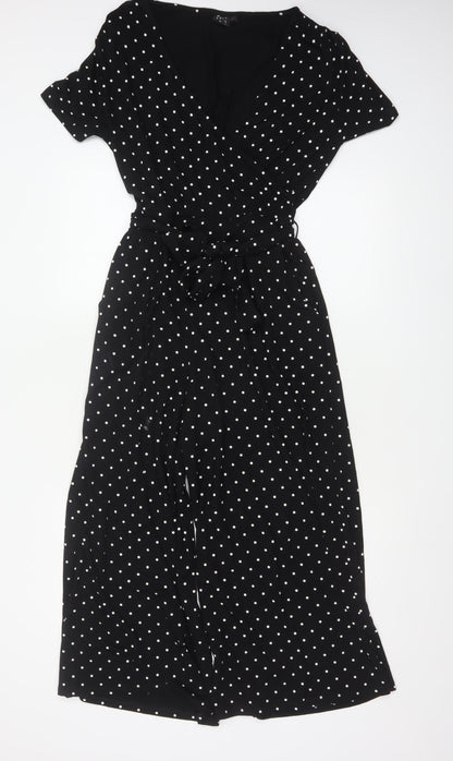 Edit Or's Cut Women Black Polka Dot UK 10 Wide Leg Jumpsuit