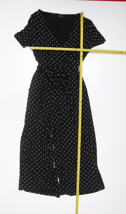 Edit Or's Cut Women Black Polka Dot UK 10 Wide Leg Jumpsuit