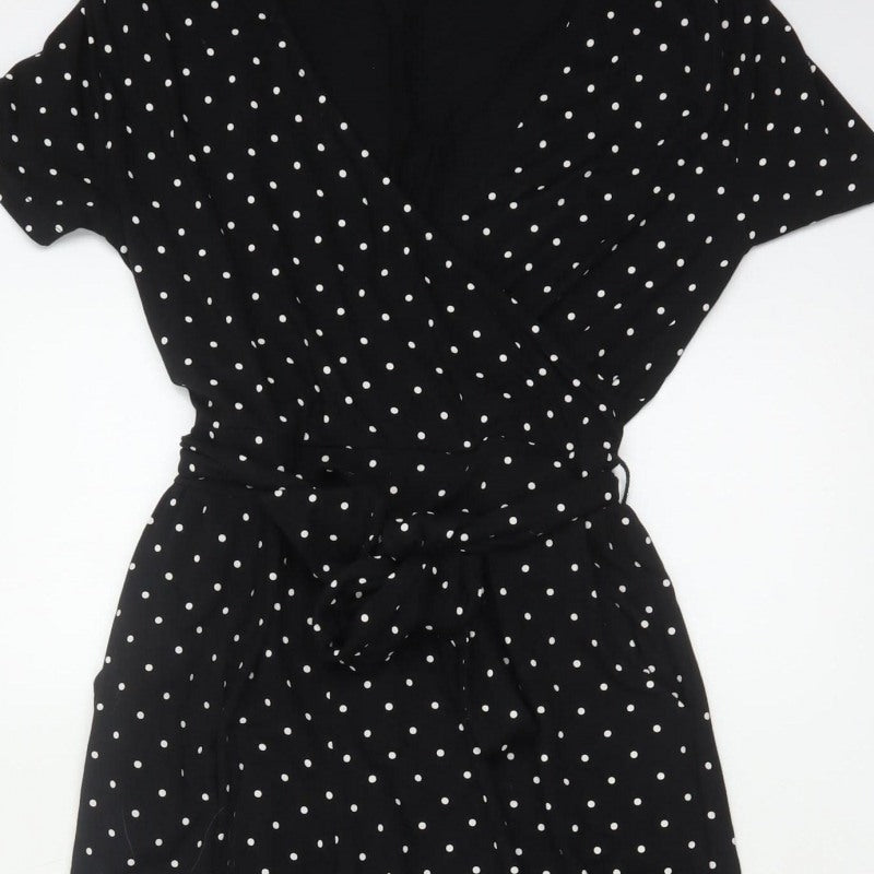 Edit Or's Cut Women Black Polka Dot UK 10 Wide Leg Jumpsuit