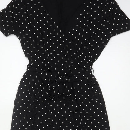 Edit Or's Cut Women Black Polka Dot UK 10 Wide Leg Jumpsuit