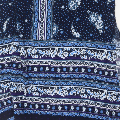 Monsoon Beach Women Blue L Maxi Off Shoulder Floral Viscose Dress