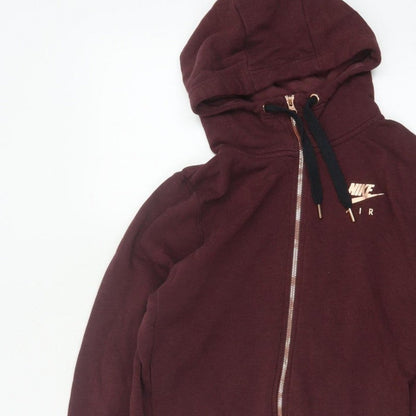 Nike Air Women’s Burgundy S Full Zip Hooded Logo Sweatshirt
