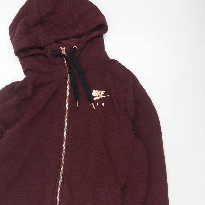 Nike Air Women’s Burgundy S Full Zip Hooded Logo Sweatshirt