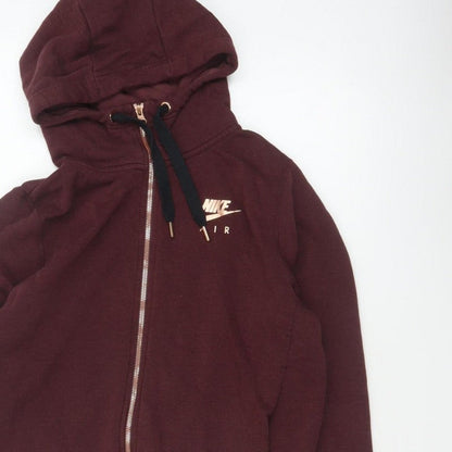 Nike Air Women’s Burgundy S Full Zip Hooded Logo Sweatshirt