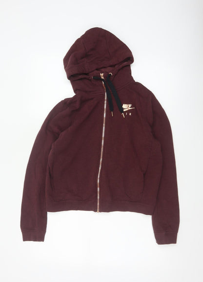 Nike Air Women’s Burgundy S Full Zip Hooded Logo Sweatshirt