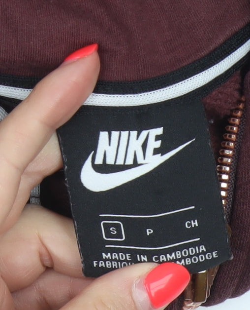 Nike Air Women’s Burgundy S Full Zip Hooded Logo Sweatshirt