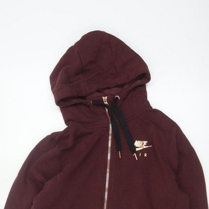 Nike Air Women’s Burgundy S Full Zip Hooded Logo Sweatshirt