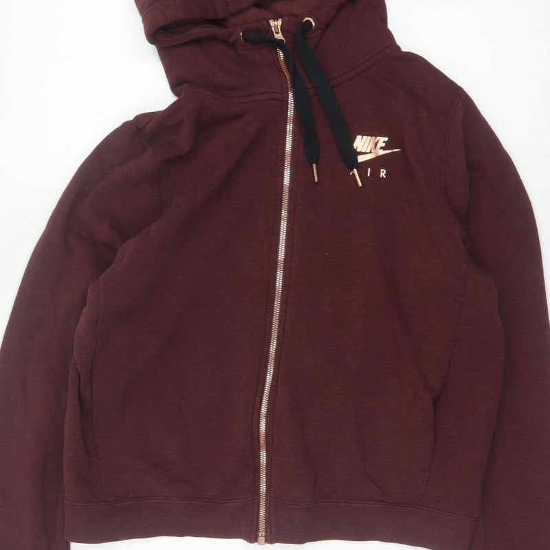 Nike Air Women’s Burgundy S Full Zip Hooded Logo Sweatshirt