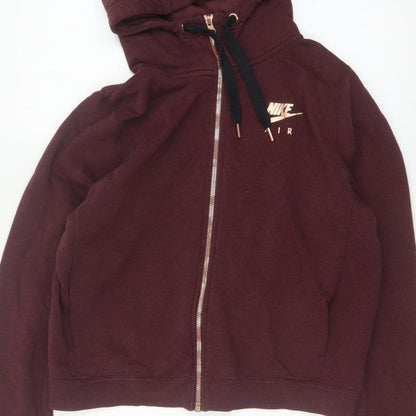Nike Air Women’s Burgundy S Full Zip Hooded Logo Sweatshirt