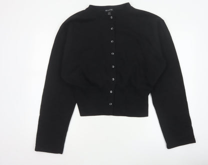 PrettyLittleThing Women Black UK 14 Cropped Bomber Button Jacket