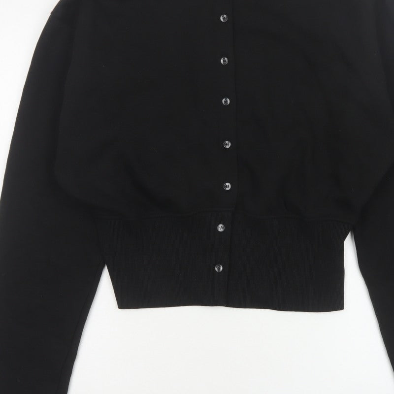 PrettyLittleThing Women Black UK 14 Cropped Bomber Button Jacket