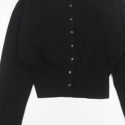 PrettyLittleThing Women Black UK 14 Cropped Bomber Button Jacket