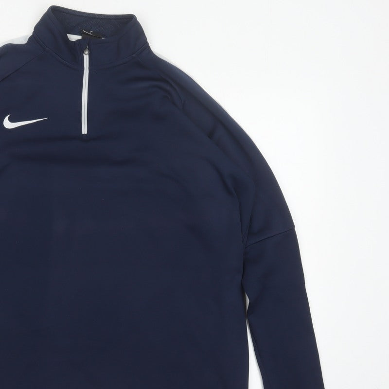 Nike Men’s Blue L Dri-FIT 1/4 Zip High Neck Sports Sweatshirt
