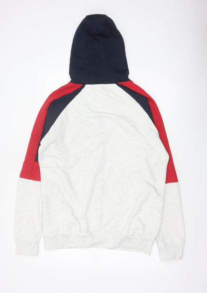 Brave Soul Men’s Grey M Full Zip Hooded Colour Block Hoodie
