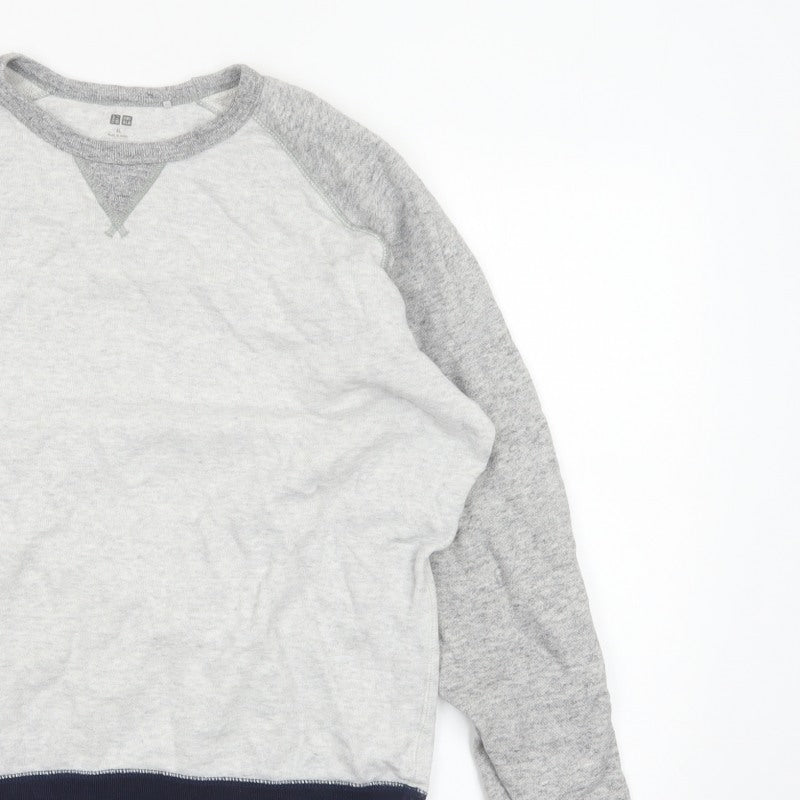 Uniqlo Men Grey XL Pullover Crew Neck Raglan Sweatshirt