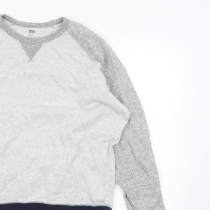 Uniqlo Men Grey XL Pullover Crew Neck Raglan Sweatshirt