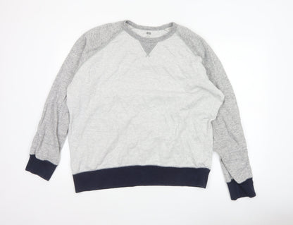 Uniqlo Men Grey XL Pullover Crew Neck Raglan Sweatshirt