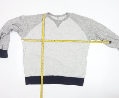 Uniqlo Men Grey XL Pullover Crew Neck Raglan Sweatshirt