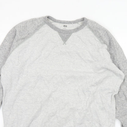 Uniqlo Men Grey XL Pullover Crew Neck Raglan Sweatshirt