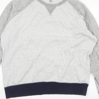 Uniqlo Men Grey XL Pullover Crew Neck Raglan Sweatshirt