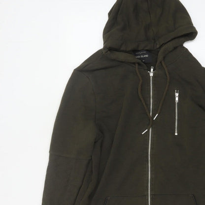 River Island Men’s Green M Full Zip Hooded Fleece Sweatshirt