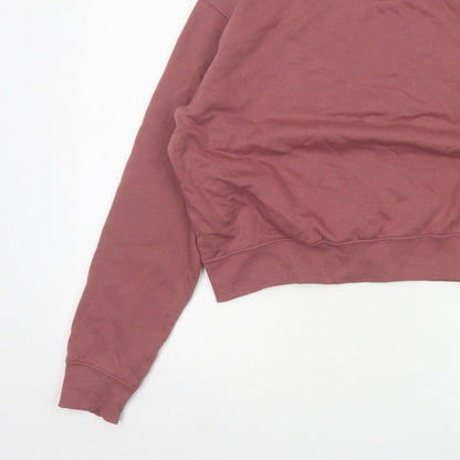 H&M Women’s Pink L Pullover Crew Neck Cropped Sweatshirt